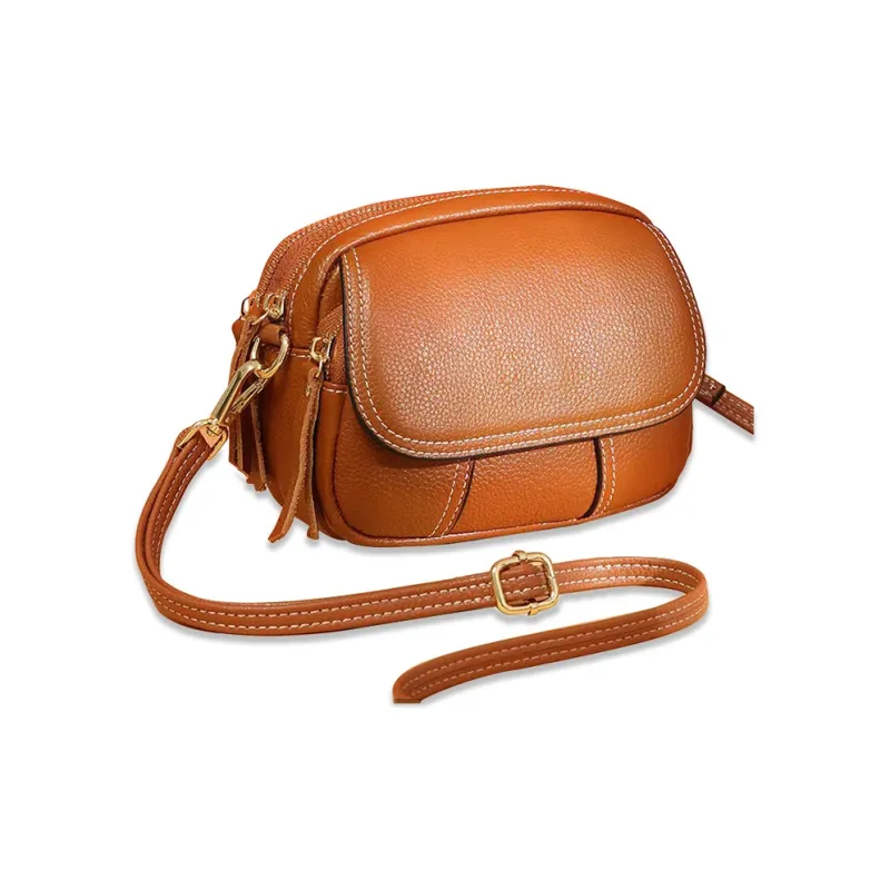 Yalu Cow Leather Crossbody Bag Women's Pearl Blue/Caramel/Black-1