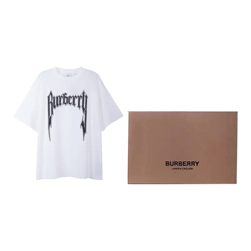 Burberry SS23 Men's Gothic Logo Print T-shirt White-3