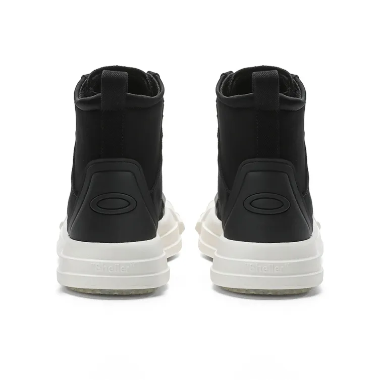 Ouder Sheller Anti-Slip And Wear-Resistant Height Increasing High-Top Skateboard Shoes Women's Black-4