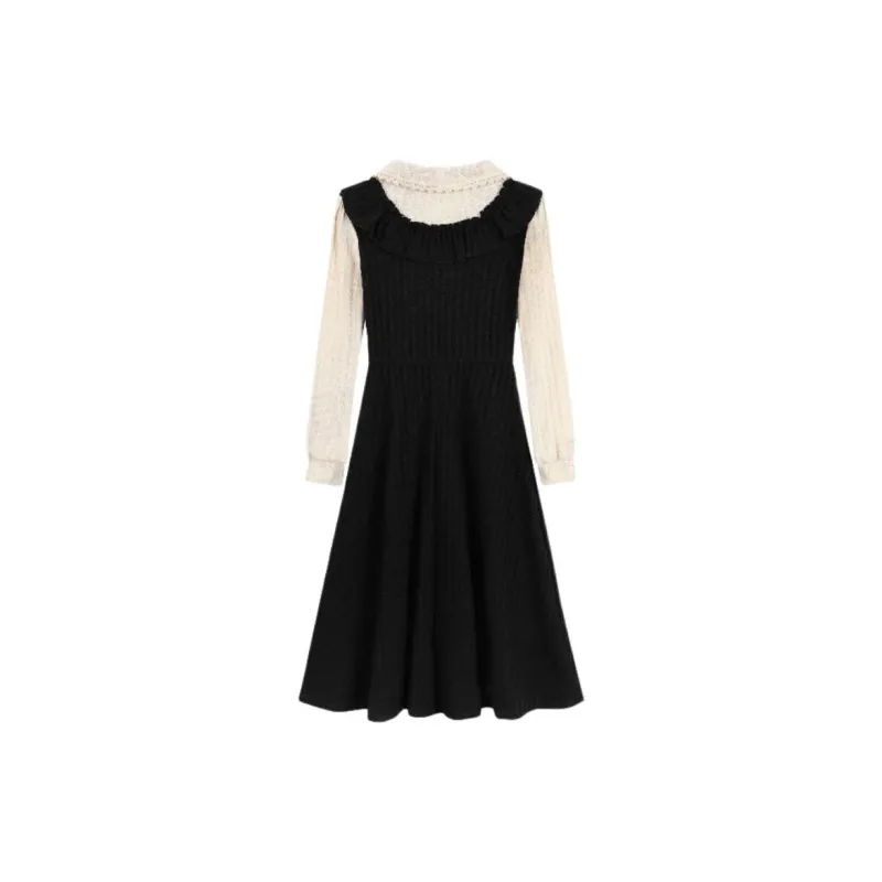 PAIN OR PLEASURE Long Sleeved Dress Women's Black-1