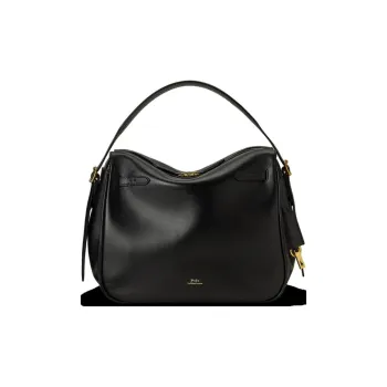 Ralph Lauren Polo ID Cow Leather Shoulder Bag Women's Black