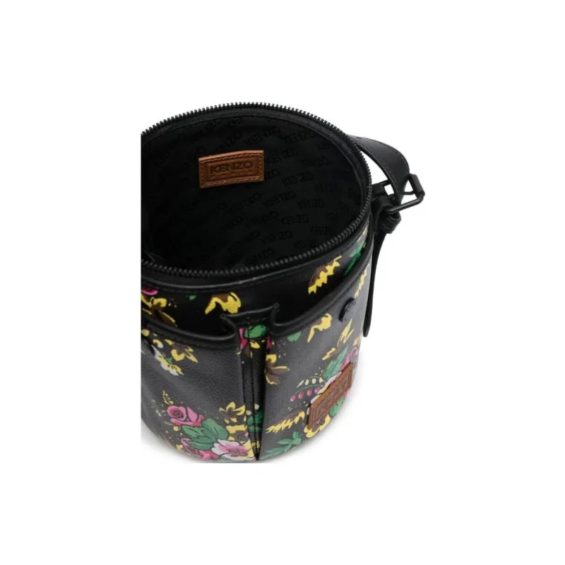 KENZO Polyurethane Bucket Bags Shoulder Bag Crossbody Bag Handbag Women's Black-4