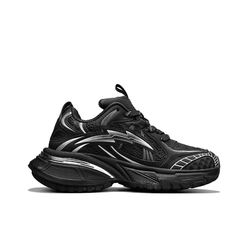 NFL Ultra S Chunky Sneakers Unisex Low Top Black Silver-1