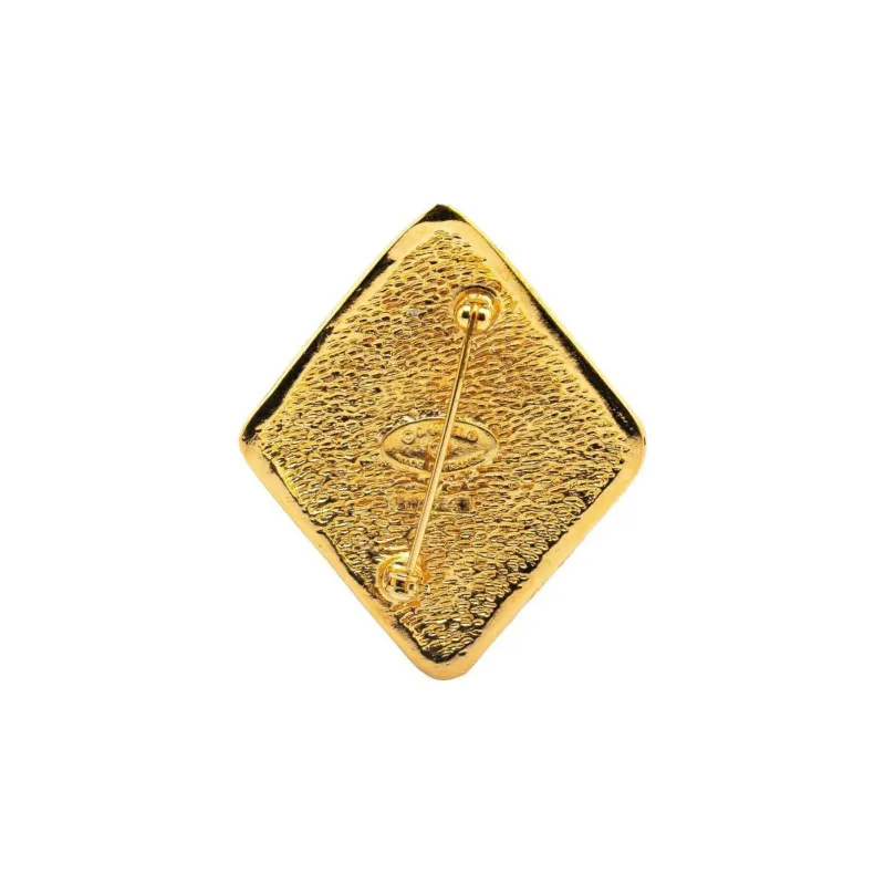 CHANEL Cc Logo embossed Rhombus Brooch-1