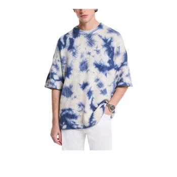 MICHAEL KORS Tie Dye Wool And Cashmere Short Sleeve Sweater