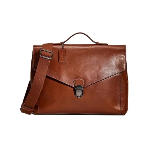 COACH Metropolitan Refined Leather Briefcase, Handbag, Shoulder Bag, Crossbody Bag Large Size Men's Saddle Seat Color