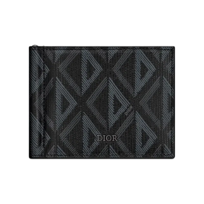 DIOR CD Diamond Cotton Wallet Men's Black-0