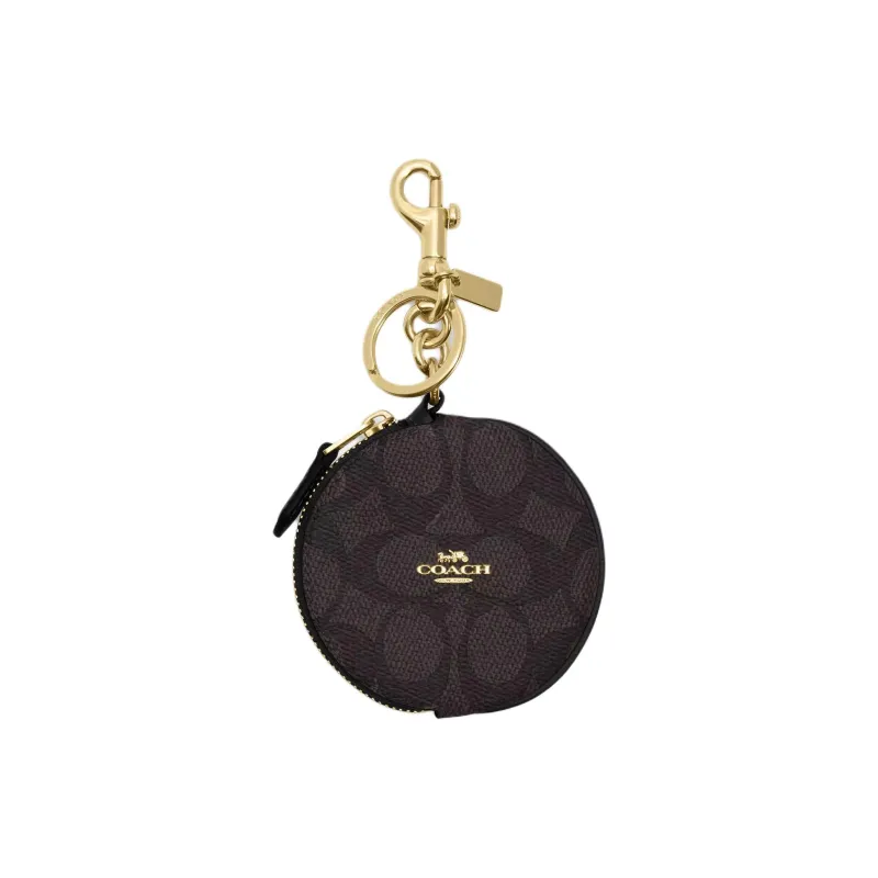 COACH Coated Canvas With Leather Wallet Mini Women's Walnut Wood & Black-0
