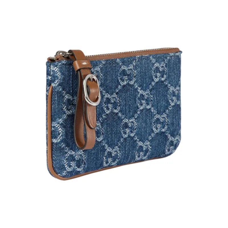 GUCCI GG Emblem Denim Clutch Women's Blue-2