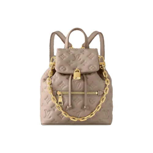 LOUIS VUITTON Coussin Lambskin Backpack Small Size Women's Khaki