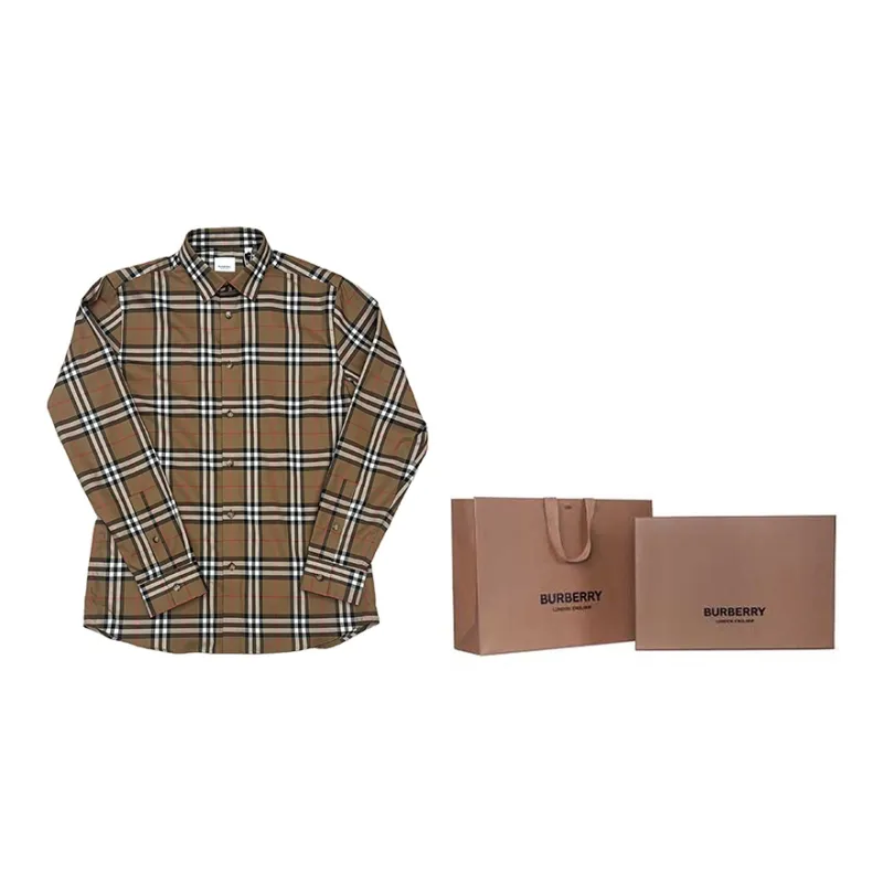Burberry Shirts Men Brown-3