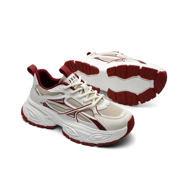 JEEP SPIRIT Anti-Slip Wear-Resistant Breathable Height Increasing Low-Top Chunky Sneakers Men's China Red-3