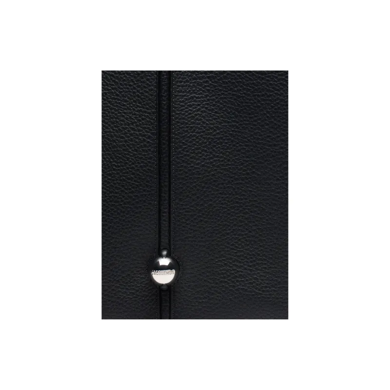 Jacquemus Calfskin Tote Bag Shopping Bag Handbag Unisex Black-3