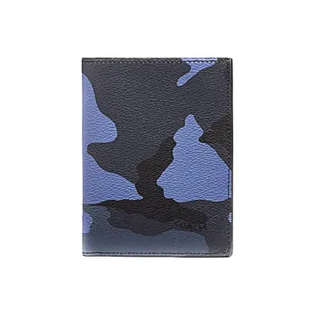 COACH Coated Canvas Handheld Passport Holder Wallet Men's Blue/Black
