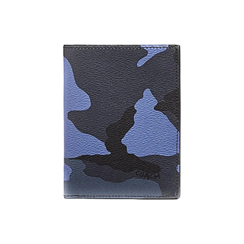 COACH Coated Canvas Handheld Passport Holder Wallet Men's Blue/Black-0