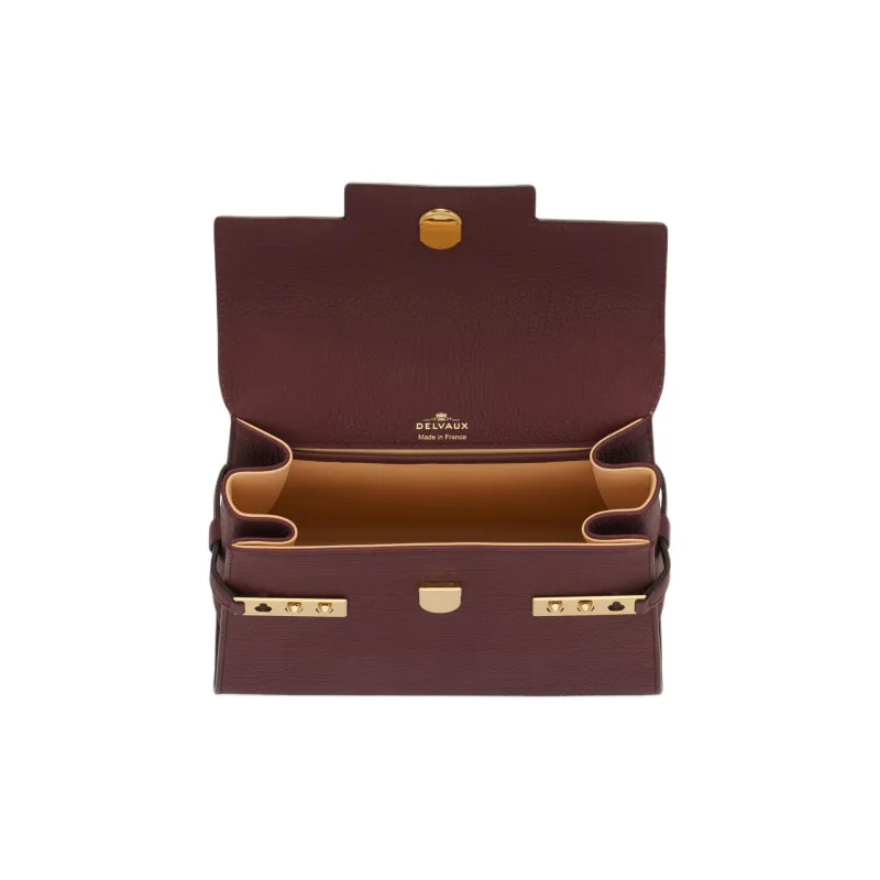 Delvau Tempête Calfskin Handbag Women's Burgundy-4