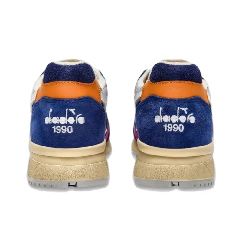 Diadora Anti Slip Wear Resistant Low Top Casual Shoes Women's Blue Gray White Purple-3