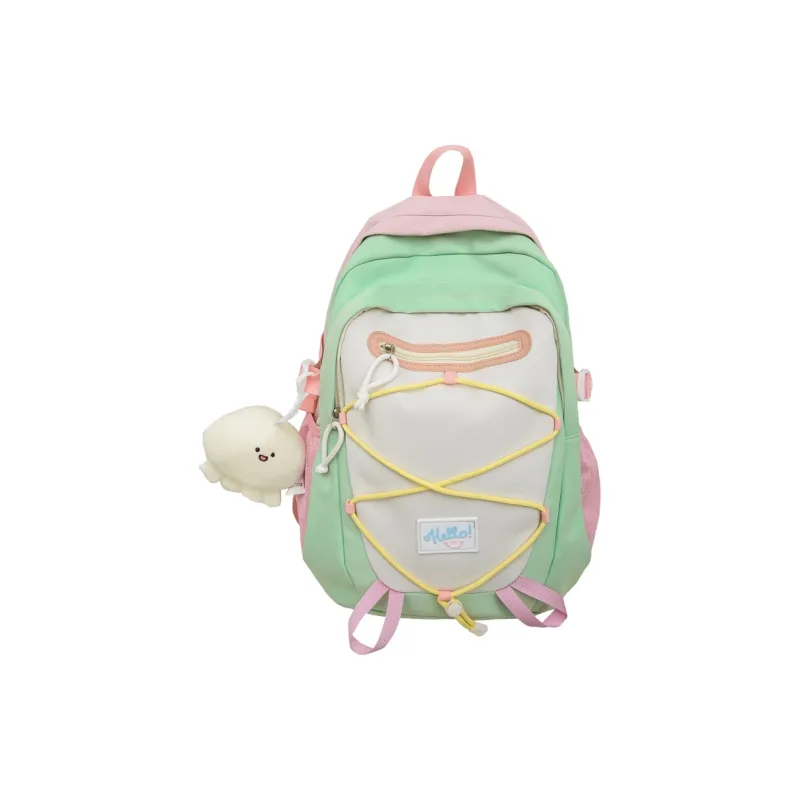 BUBM Nylon Backpack Unisex Blue/Green/Yellow/Gray/Pink/Khaki-6