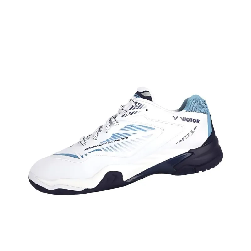 VICTOR Anti Slip Wear Resistant Low Top Badminton Shoes Men's White Black Blue-2