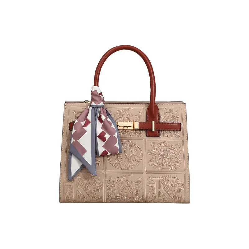 COMELY Cow Leather Handbag, Shoulder Bag, Crossbody Bag Regular Women's Beige Apricot-3