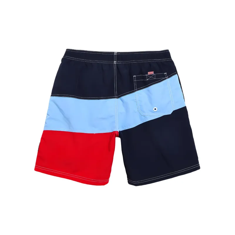 GAILANG Beach Shorts Men's Red Blue Color Blocking-1