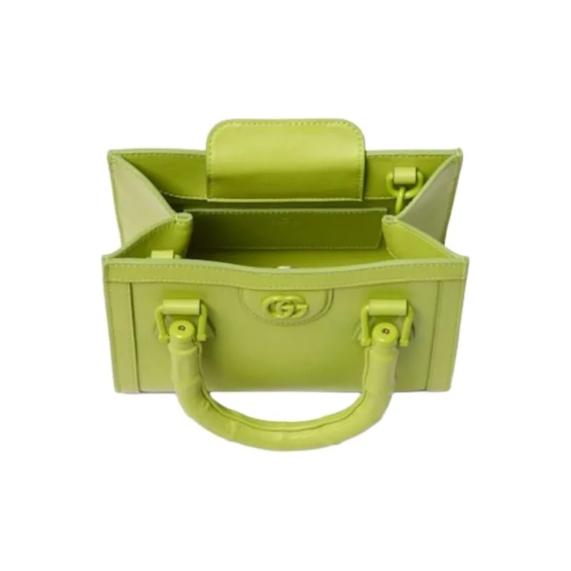 GUCCI Diana Leather Tote Bag, Shopping Bag, One Shoulder Handbag Mini Women's Green-4
