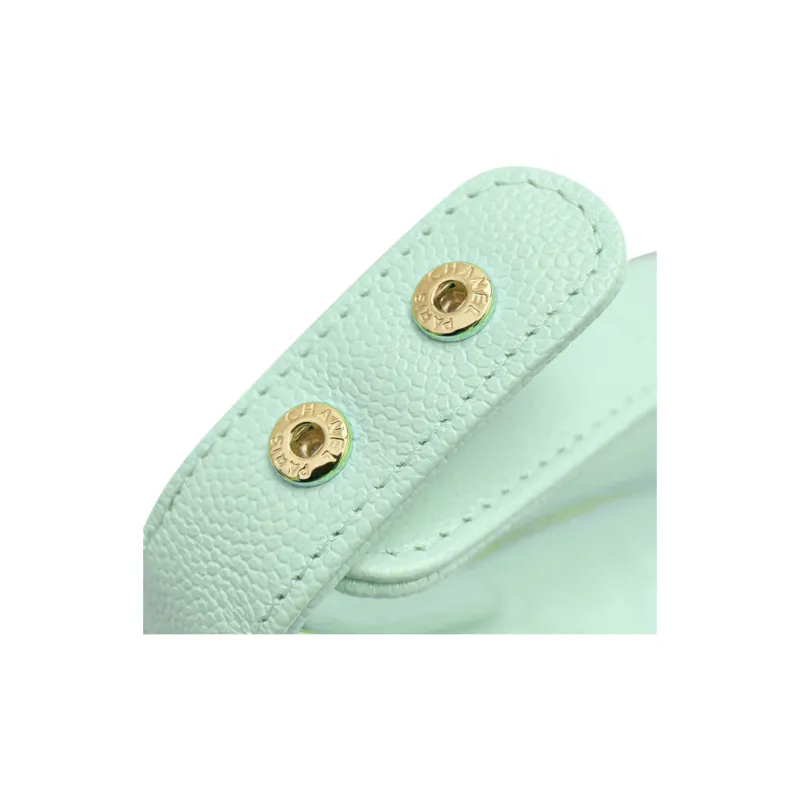 CHANEL Litchi Grain Cow Leather Shoulder Bag, Crossbody Bag, Handbag Women's Green-3