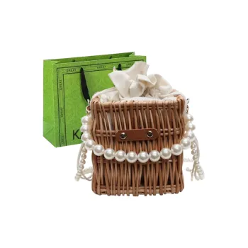 KARUISHA Straw Woven One Shoulder Handbags Women's Pearl/Chain