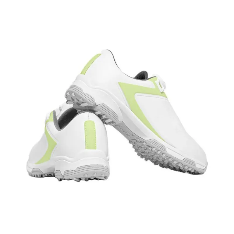 PGM Anti Slip Wear Resistant Low Top Golf Shoes Women's White Neon Green-3