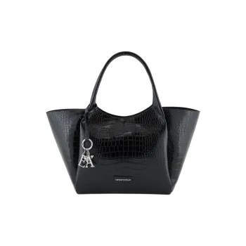 EMPORIO ARMANI Polyester Tote Bag, Shopping Bag, Handbag Extra Large Women's Black