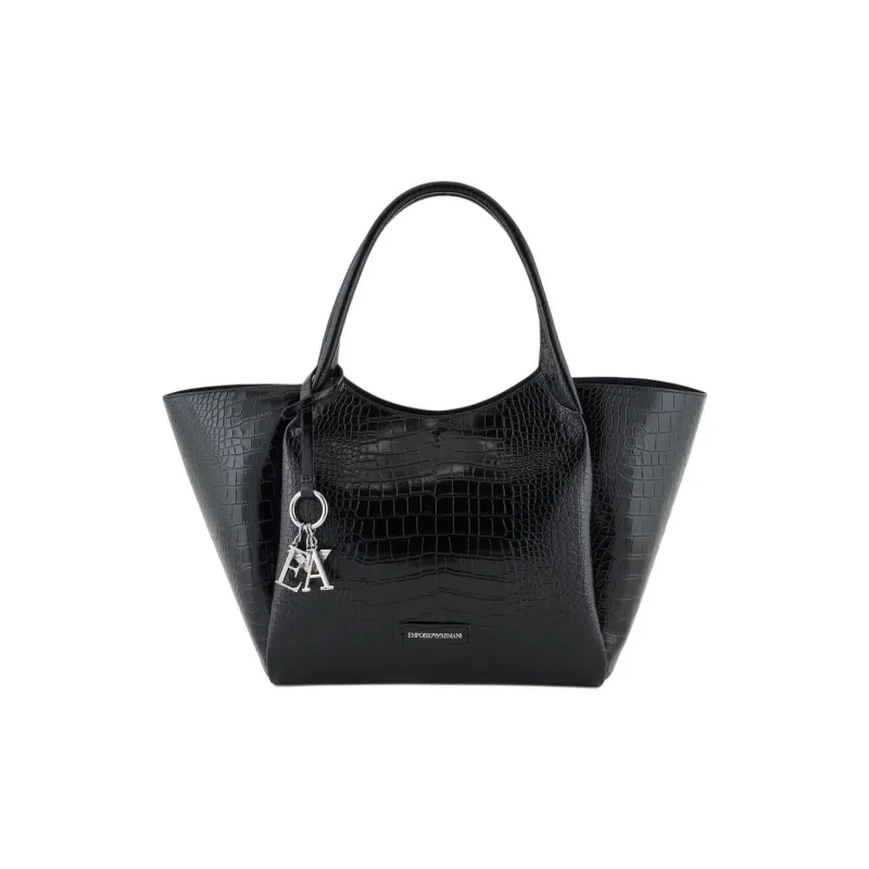 EMPORIO ARMANI Polyester Tote Bag, Shopping Bag, Handbag Extra Large Women's Black-0