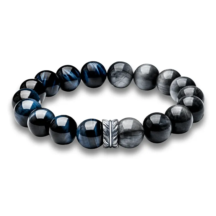 Cuud Hawk's Eye Stone Bracelets Men's-0