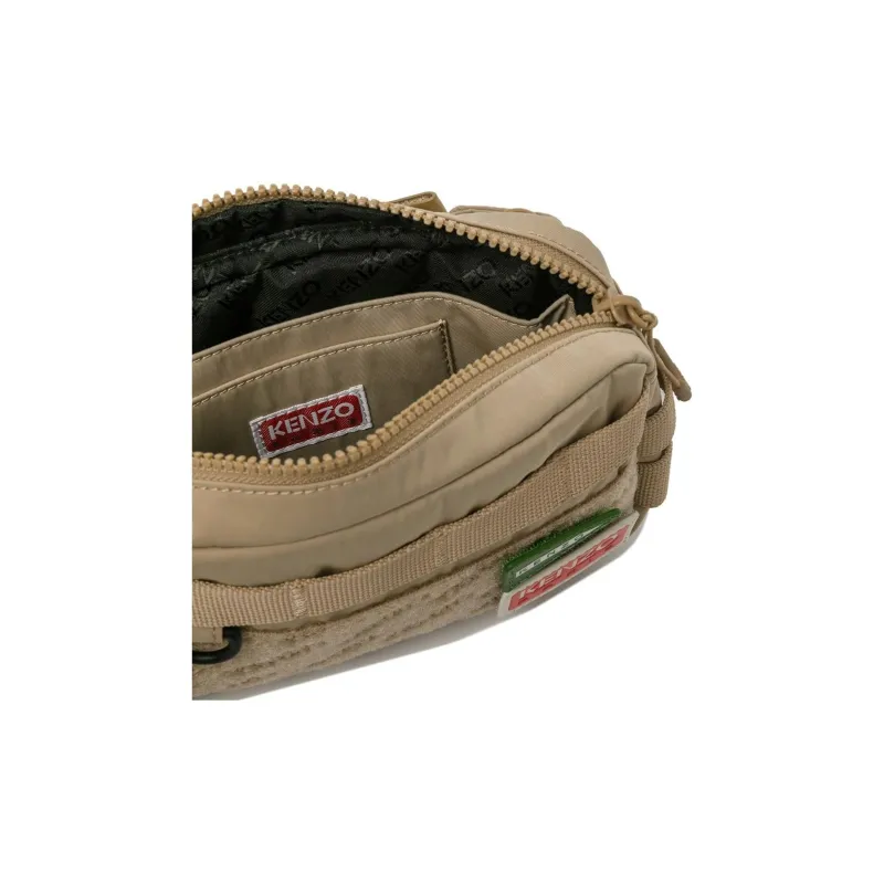 KENZO Nylon One Shoulder Crossbody Fanny Pack Women's Beige-4