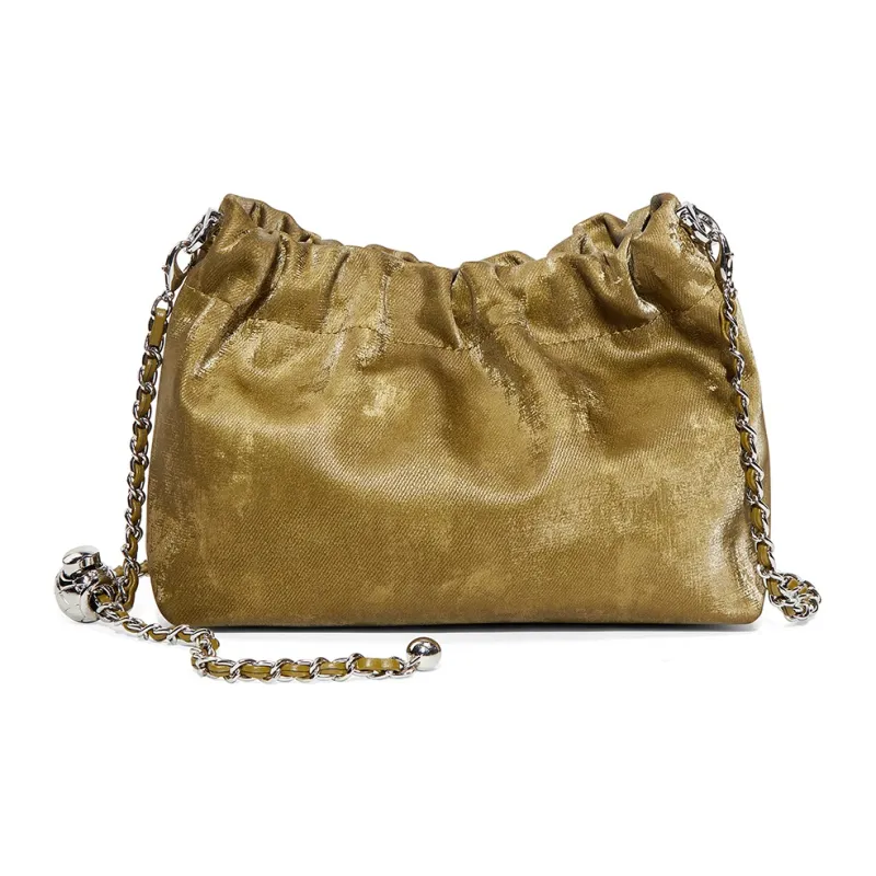 Teenmix Synthetic Leather With Cow Leather Shoulder Bag Regular Women's Olive Green/Graphite Black-11