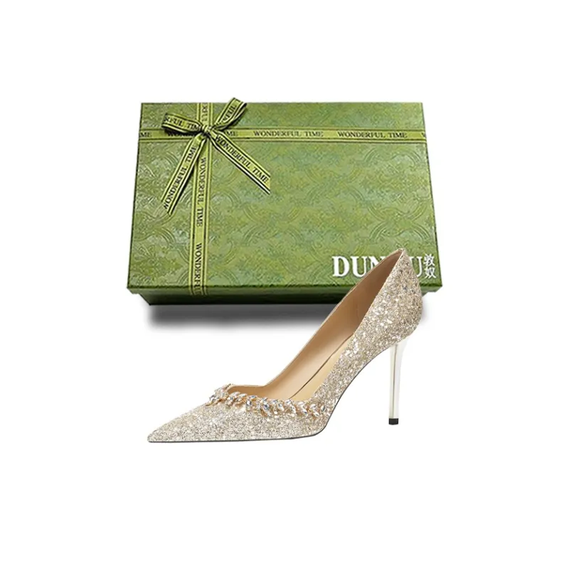 Dunnu Slim Heel High Heels 8cm Women's Light Gold-3
