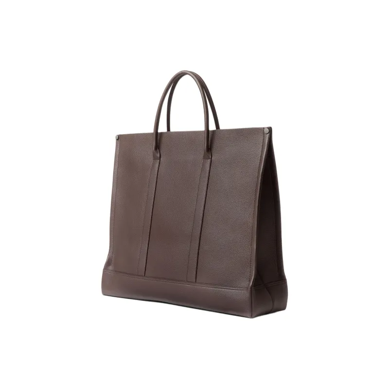 Loro Piana Cow Leather Tote Bag Shopping Bag Handbag Large Size Men's Chocolate-1