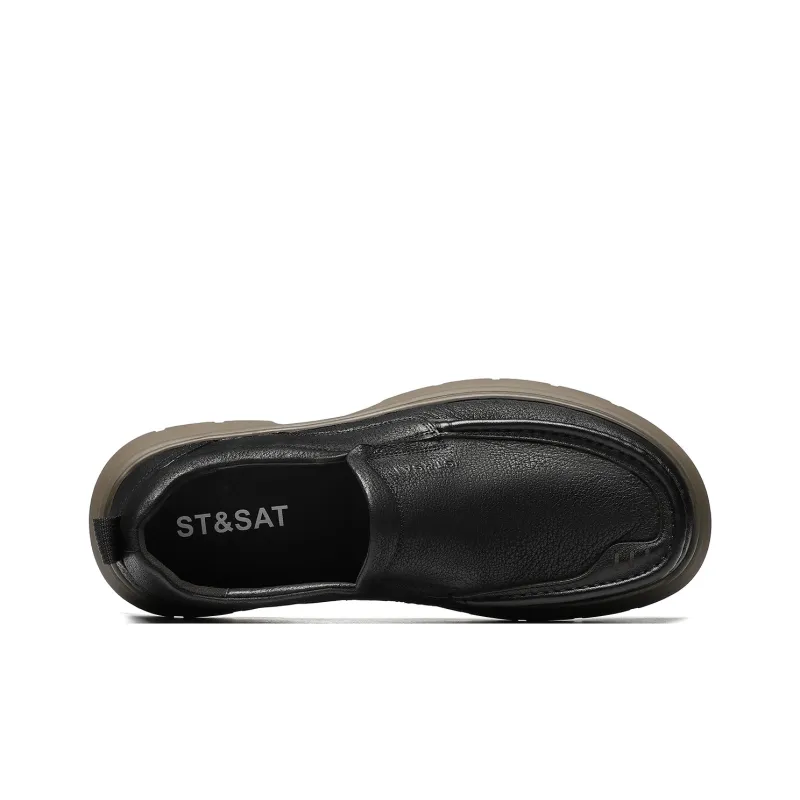ST&SAT Fashion Genuine Leather Trendy Slip-on Men's Dress Shoes-2