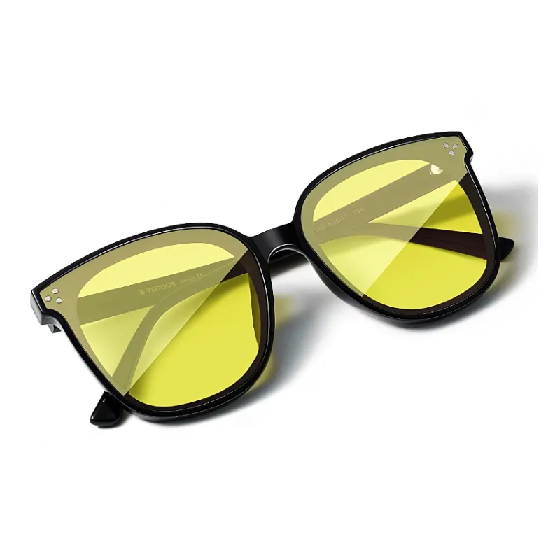 VEGOOS TR/Memory Plastic Square Sunglasses Unisex Black Frame-6
