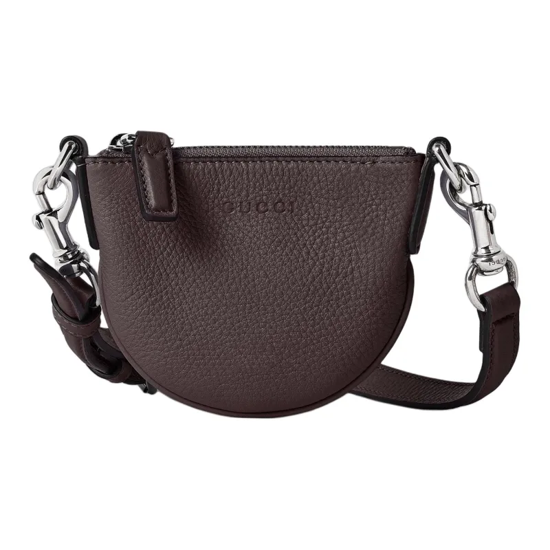 GUCCI Leather Crossbody Bag Shoulder Bag Extra Mini Men's Dark Brown-0