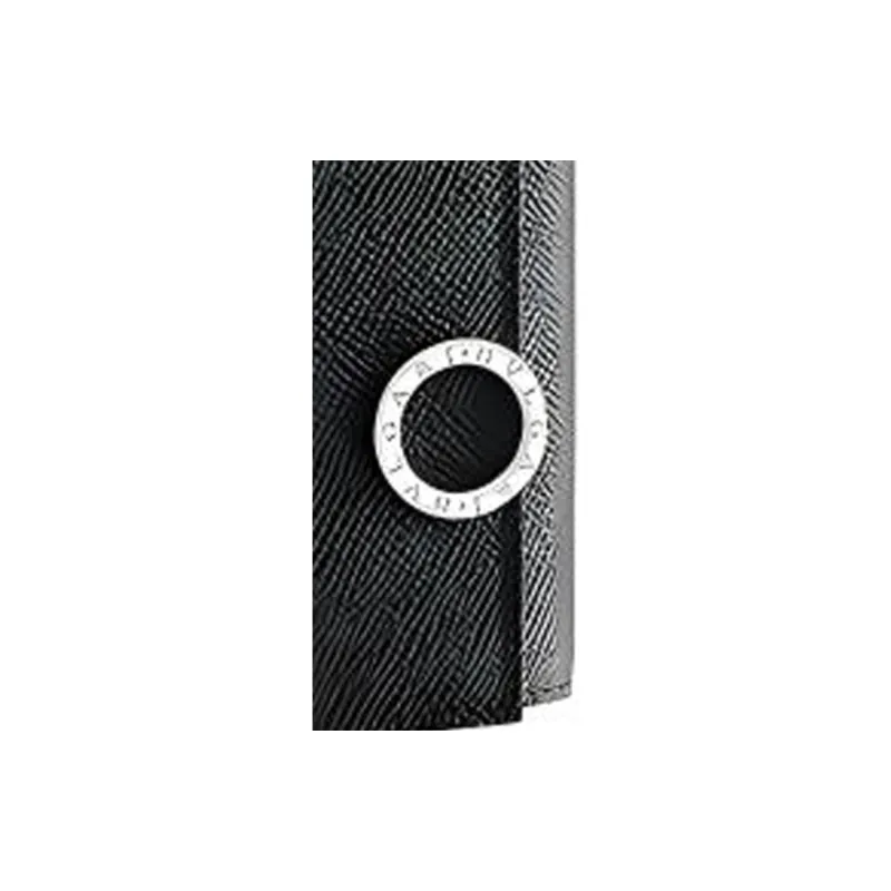 BVLGARI Bulgari Clip Calfskin Key Pouch Unisex Black-4