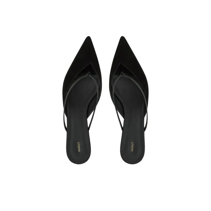 NEOUS Closed Toe Slippers 4cm Women's Black-3