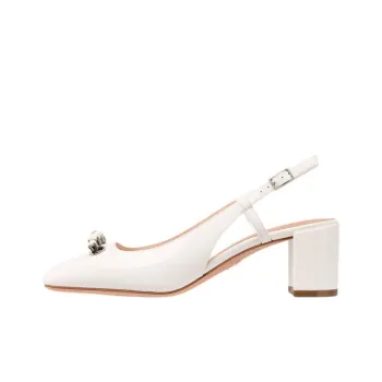 DIOR Paris Chunky Heel High Heels 5.5cm Women's White