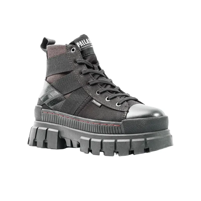Palladium Revolt Wear resistant And Waterproof Mid Top Canvas Shoes Women's Black-2