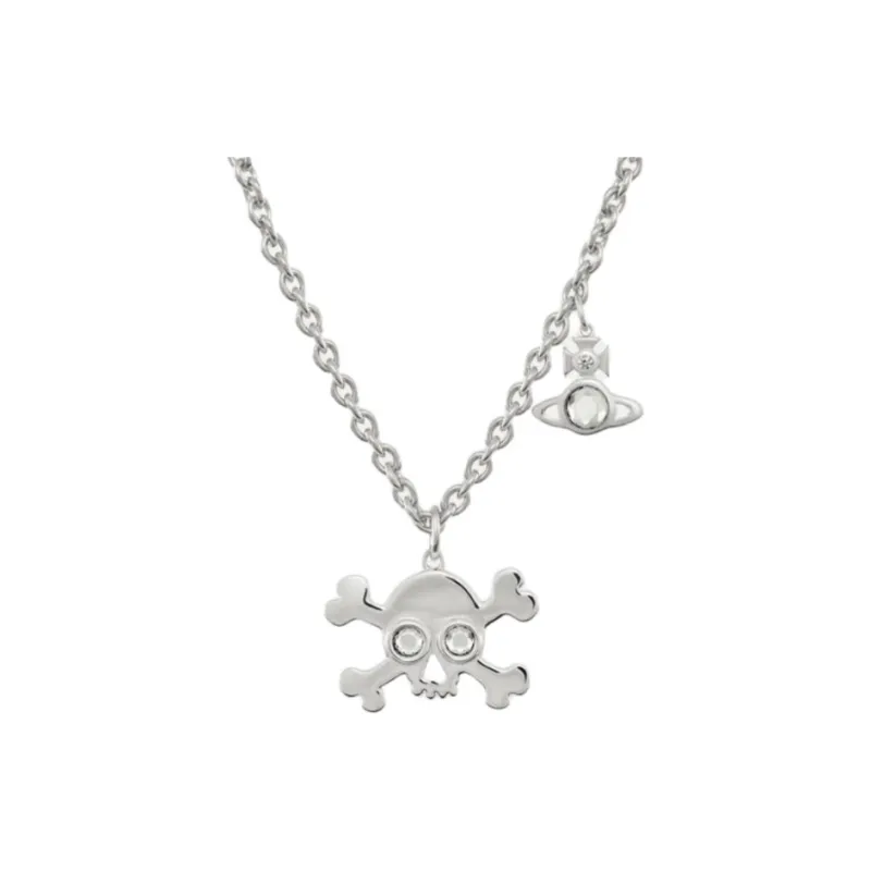 Vivienne Westwood Metal, Recycled Silver Skeleton Styling Saturn Necklace Men's Silver-0