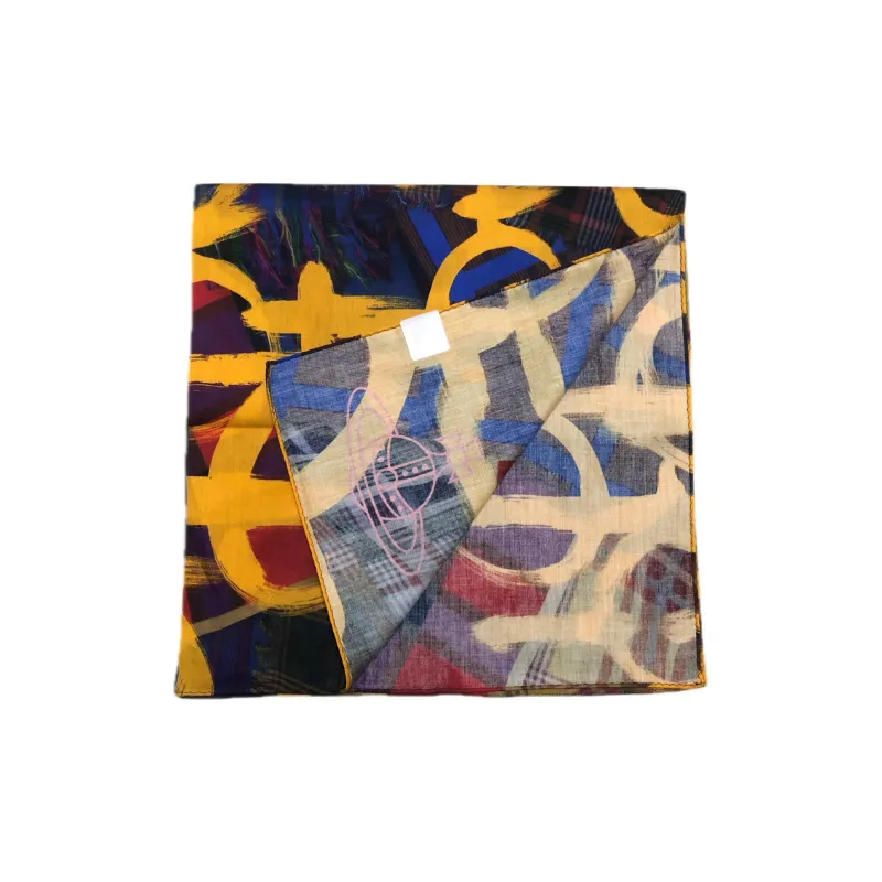 Vivienne Westwood Cotton Silk Scarves Unisex Yellow-2