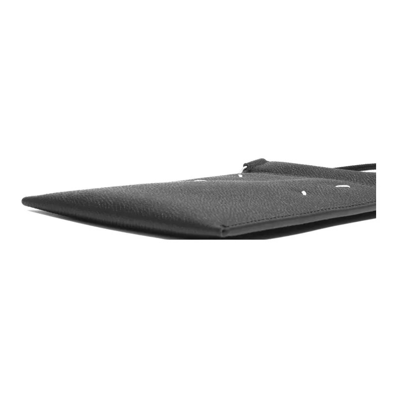 Maison Margiela Grain Leather Cell Phone Pouch Unisex Black-5