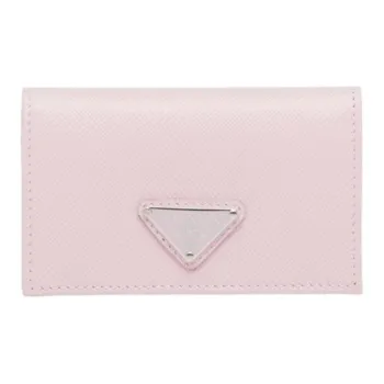 PRADA Saffiano Leather Card Holder Wallets Women's Pink