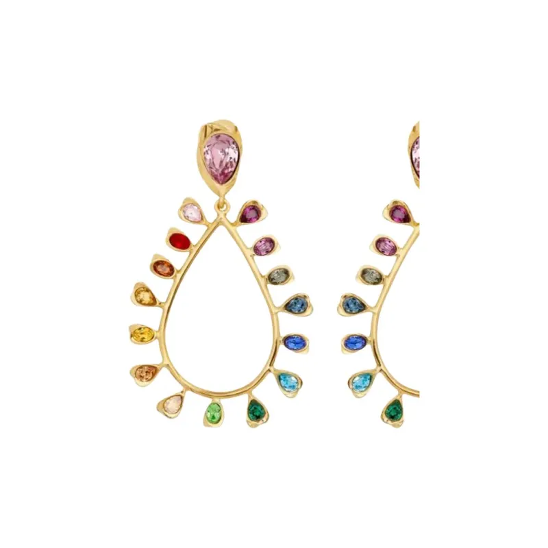 Oscar De La Renta Multi Colored Crystal Drop Earrings-1