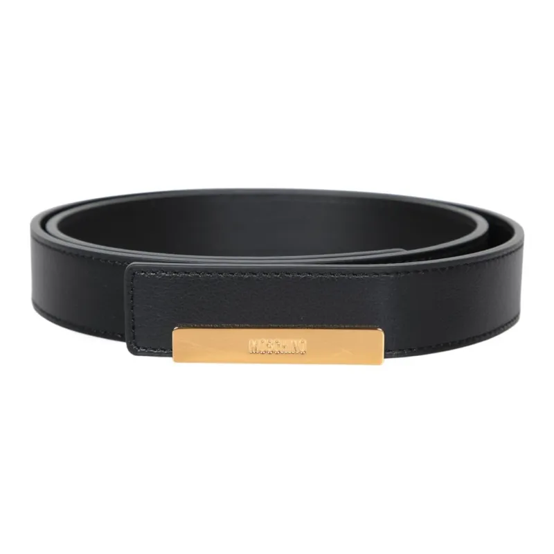 MOSCHINO Logo plaque Leather Belt-0