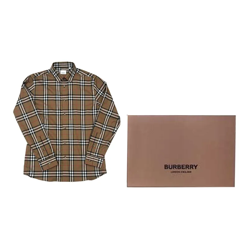 Burberry Shirts Men Brown-2